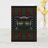 Cat Ugly Christmas Sweater Style Funny Cat Xmas Pa Kaart (Gele Bloem)