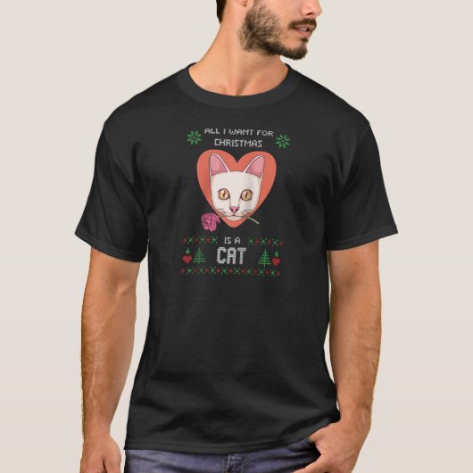 Cat Ugly kerst Sweater Cat Love Heart Ugly Swe T-shirt (Voorkant)