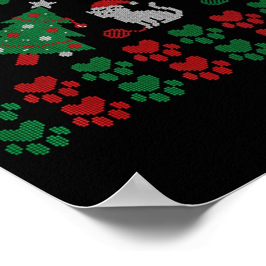Cat Ugly Sweater Pattern Christmas Knitting  Poster (Hoek)