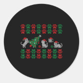 Cat Ugly Sweater Pattern Christmas Knitting  Ronde Sticker (Voorkant)
