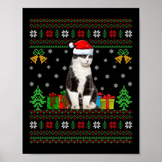 Cat Ugly Xmas Decorations Santa Cat Kerstmis Poster (Voorkant)