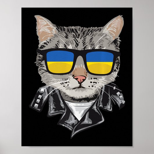 Cat Ukraine Flag Sunbril Cool Ukraine Cat Poster (Voorkant)