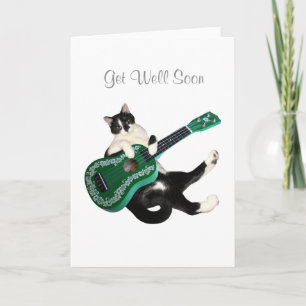 Cat Ukulele Get Well Kaart