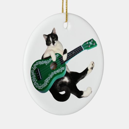 Cat Ukulele Keramisch Ornament (Rechts)