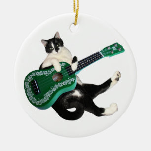 Cat Ukulele Keramisch Ornament
