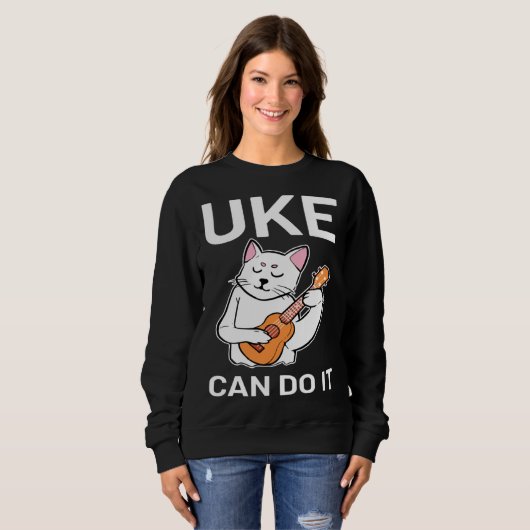 Cat Ukulele Uke Can Do It Trui (Voorkant volledig)