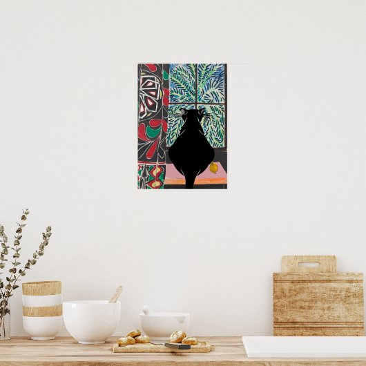 Cat Under Window, tekst toevoegen Poster (Keuken)