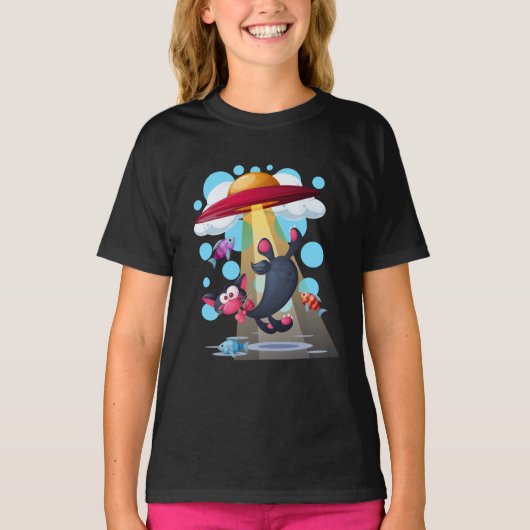 Cat underwater UFO lady shirt (Voorkant)