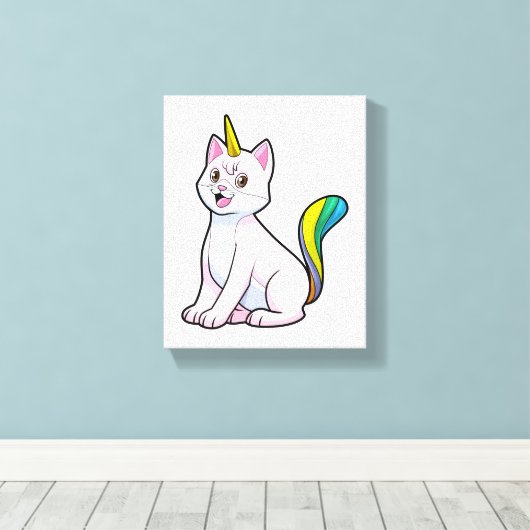 Cat Unicorn Canvas Afdruk (Insitu (Houten vloer))