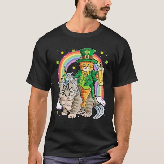Cat Unicorn Leprechaun St Patricks Day Women Catic T-shirt (Voorkant)