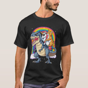 Cat Unicorn Riding Dinosaur T Rex Kitten Lover Spa T-shirt