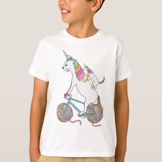 Cat Unicorn Riding Unicorn Cat Riding Bike T-shirt (Voorkant)