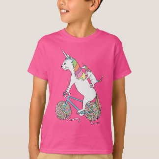Cat Unicorn Riding Unicorn Cat Riding Bike T-shirt