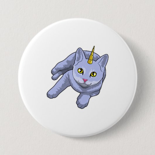 Cat Unicorn Ronde Button 7,6 Cm (Voorkant)