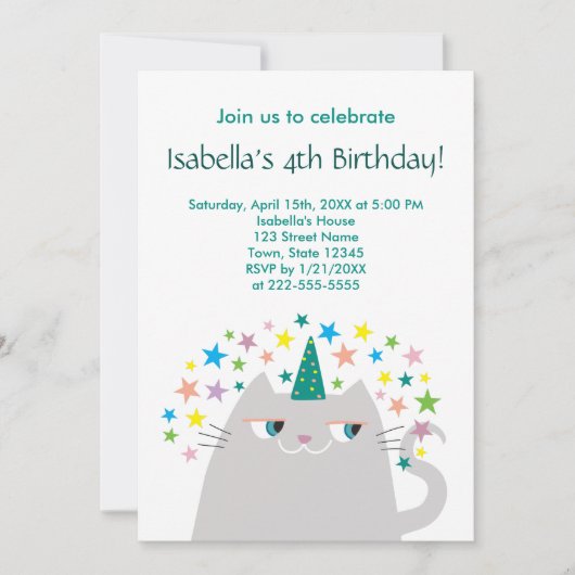 Cat Unicorn Schattigee verjaardag van het meisje Kaart (Voorkant)