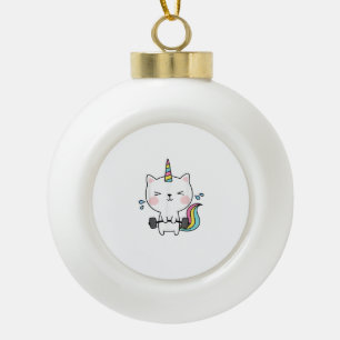 Cat Unicorn T Shirt Workout Gym Rainbow Caticorn C Keramische Bal Ornament