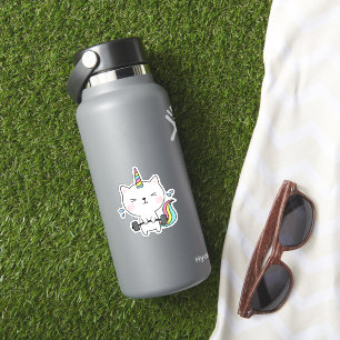 Cat Unicorn T Shirt Workout Gym Rainbow Caticorn C Sticker
