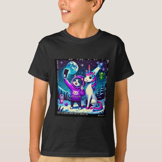 Cat & Unicorn UFO Selfie: Big Meeting #01 T-shirt (Voorkant)