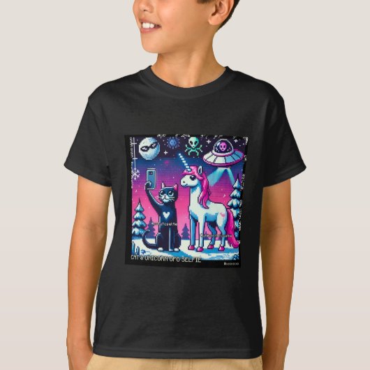 Cat & Unicorn UFO Selfie: Big Meeting #02 T-shirt (Voorkant)