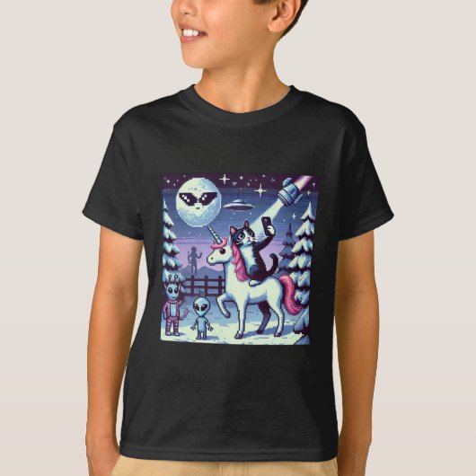 Cat & Unicorn UFO Selfie: Big Meeting #04 T-shirt (Voorkant)