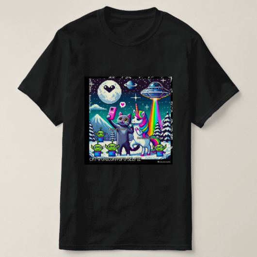 Cat & Unicorn UFO Selfie: Big Meeting #10 T-shirt (Design voorkant)