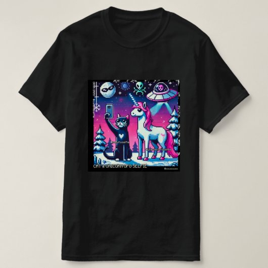 Cat & Unicorn UFO Selfie: Big Meeting #11 T-shirt (Design voorkant)
