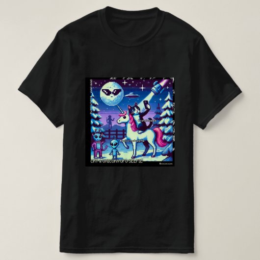 Cat & Unicorn UFO Selfie: Big Meeting #12 T-shirt (Design voorkant)