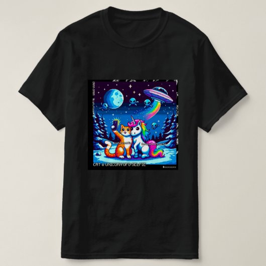 Cat & Unicorn UFO Selfie: Big Meeting #4 T-shirt (Design voorkant)