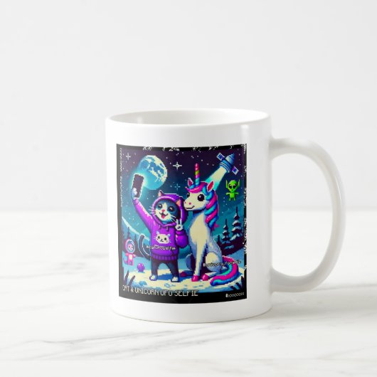 Cat & Unicorn UFO Selfie: Big Meeting Mug Koffiemok (Rechts)