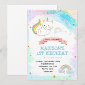 Cat unicorn verjaardagsdouche uitnodiging (Voorkant / Achterkant)