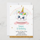 Cat unicorn verjaardagsuitnodiging kaart (Voorkant)