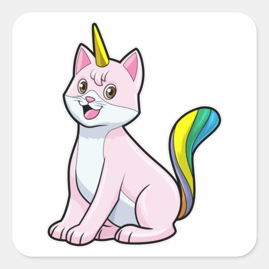 Cat Unicorn Vierkante Sticker (Voorkant)