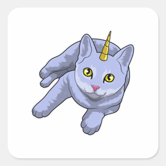 Cat Unicorn Vierkante Sticker (Voorkant)