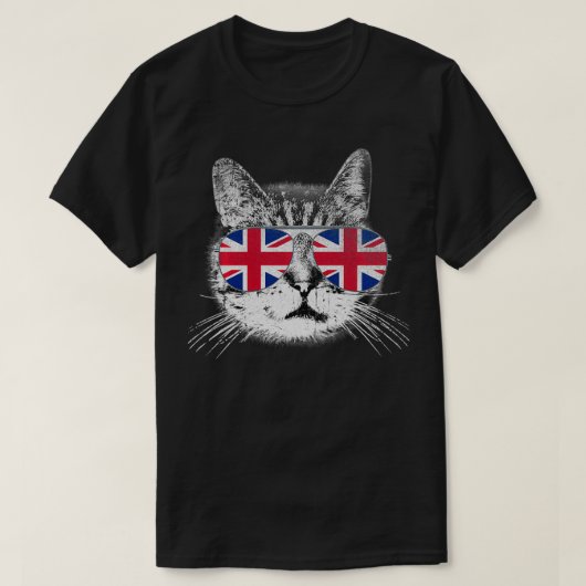 Cat Union Jack Flag Country Retro Engeland T-shirt (Design voorkant)