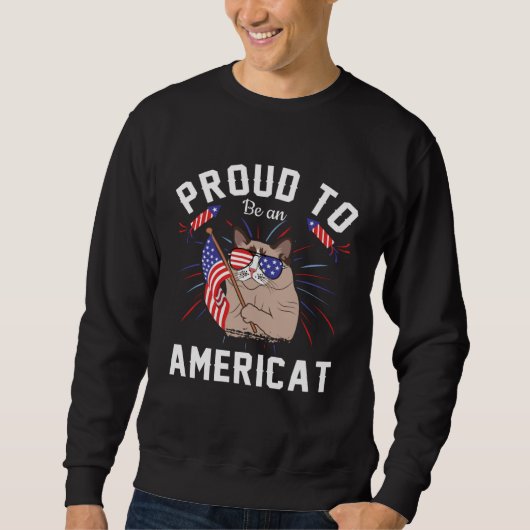 Cat US Flag Sunglasses Proud To Be An Americat Trui (Voorkant)