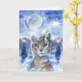 Cat-vakantiekaart voor katten door Customer Suppor Kaart (Gele Bloem)