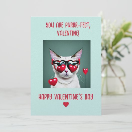 Cat Valentijn Kaart - Purrfect Ontwerp je eigen be (Staand voorkant)