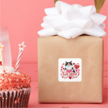 Cat Valentijn Sticker