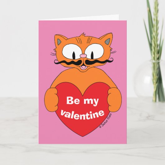 Cat Valentijnsdag Card Cartoon Feestdagen Kaart (Voorkant)