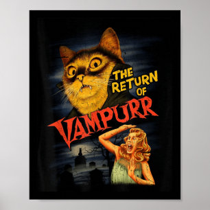 Cat Vampire Clic Horror Film Grappig Grafisch Shir Poster