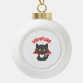 Cat Vampire Halloween Keramische Bal Ornament (Voorkant)