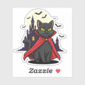 Cat Vampire - Schattige Fanged Halloween Kat Sticker (Vel)