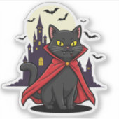 Cat Vampire - Schattige Fanged Halloween Kat Sticker (Voorkant)