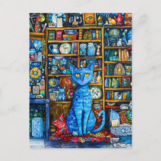 Cat van Colourful Shelf Briefkaart (Voorkant)