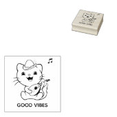 Cat van Cute Musical met Mandolin Rubberstempel (Gestempeld)