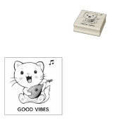 Cat van Cute Musical met Mandolin Rubberstempel (Gestempeld)