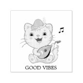 Cat van Cute Musical met Mandolin Zelfinktende Stempel (Design)