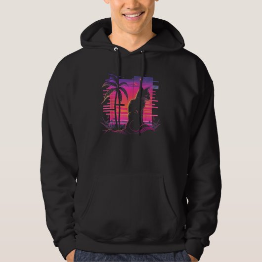 Cat Vaporwave Retrowave Aesthetic Synthwave 80s Pa Hoodie (Voorkant)
