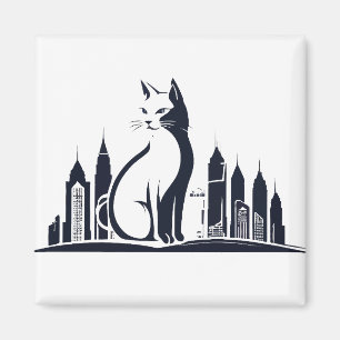 Cat Vector Art Animal Modern Urban Graphic City Magneet