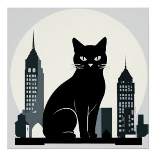 Cat Vector Art Animal Modern Urban Graphic City Perfect Poster